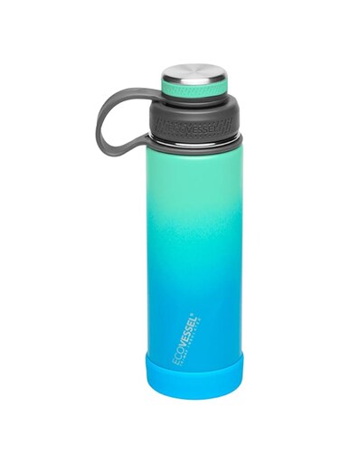 EcoVessel Stainless Steel Water Bottle with Insulated Dual Lid, Insulated Water Bottle with Strainer and Silicone Bottle Bumper, Coffee Mug &ndash; 20oz (Northern Lights)