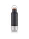 Hans Larsen Eco-friendly Recycled stainless steel PREMIUM Double walled vacuum insulated water bottle 22oz with a cork lid leak proof and carry packed in a gift box (Black)