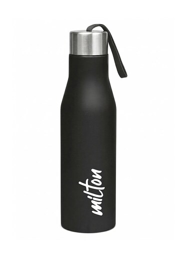 1000ml Stainless Steel Water Bottle, Single-Walled, BPA-Free, Leak-Proof, Rust-Free,Easy to Carry, Easy-Grip Fridge &amp; Gym Bottle for Men, Kids, School &amp; Travel - Super Black