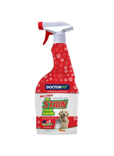 Doctor Pet Stain and Odour Remover Floral 750ML &ndash; Effective Pet Odor Eliminator, Floral Scent Cleaner, Enzyme-Based Formula for Carpets and Upholstery