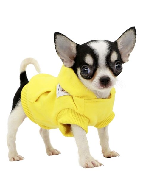 LOPHIPETS Dog Cotton Hoodies Sweatshirts for Small Dogs Chihuahua Puppy Clothes Cold Weather Coat-Yellow/XXS