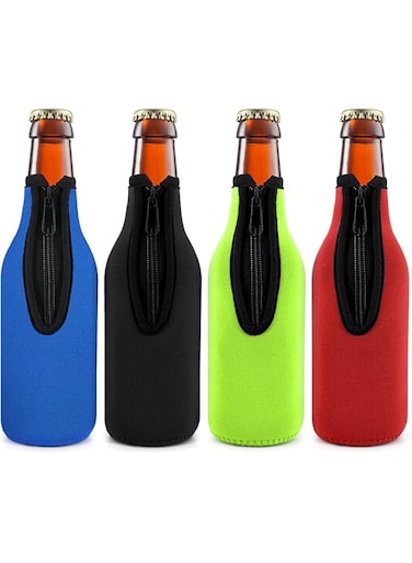 THE WHITE SHOP Beer Bottle Cooler Pouch Collapsible Neoprene Sleeves Insulators Cover Bag for 12 OZ 330ml Bottles 4pack