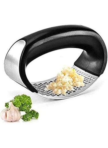 Garlic Press, Garlic &amp; Ginger Press Rocker Stainless Steel, Garlic Mincer Crusher Professional Kitchen Gadgets Garlic Chopper with Handle, Silicone Garlic Peeler