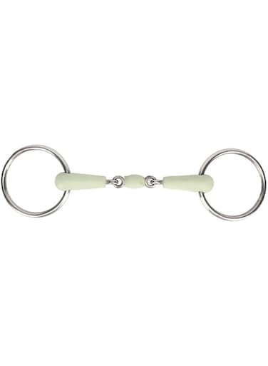 Fabater Ring Snaffle Bit, Stainless Steel Rubber Roller Mouth Snaffle Bit, Flavor Horse Mouth Bit, Loose Ring Snaffle, Comfort O Ring for Horses Training, Riding