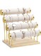 ProCase Detachable Bracelet Holder Stand, Gold Bracelet Organizer for Selling, Velvet Wrap Bracelet Display Rack with Wooden Base for Bangles Scrunchies Watches - 4 Tier, Beige