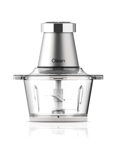 Clikon 2 Litre Electric Food Chopper/Meat Processor with Garlic Skin Peeler Attachment, 2 Speed Setting, Detachable Stainless Steel Quad Blades, 350 Watts, 2 Year Warranty, Silver