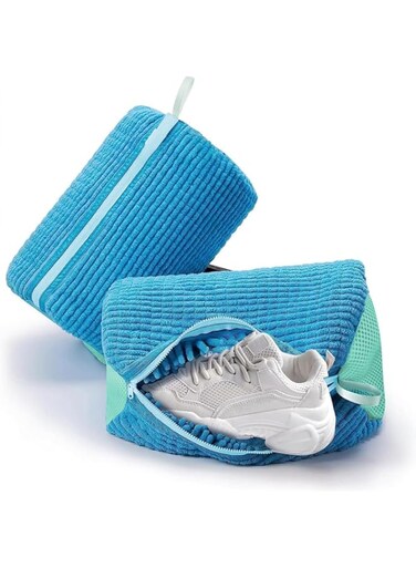Aputue Shoe Cleaning Bag, Blue Shoe Bag, 360&deg; All-around Cleaning Shoe Bag Washer, Polyester Fabric Material Wash Shoe Bag, Shoe Cleaning Laundry Bag, Shoe Wash Bag for Washing Machine
