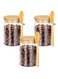 Set of 3 Pcs Glass Storage Jar with Bamboo Lids and bamboo Spoon, Airtight Food Jars Kitchen Food Storage Containers For Serving Tea, Coffee, Flour, Sugar, Candy, Cookie, Spice (Circular,800ml)