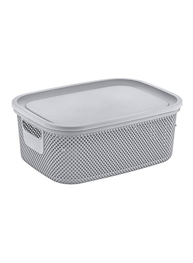 Storage Box With Lid (27x22x15cm, Capacity 6L) Diamond Design Storage Organiser