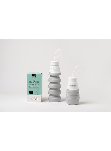 re.thynk Collapsible Water Bottle, BPA-free, Sleek and Compact, Reusable, Leakproof Lid 500ml, Silver, Grey