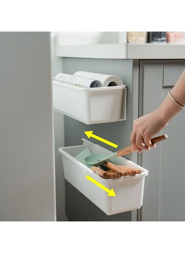 Under Sink PP Storage Box Wall-mounted Door Spices Condiments Sliding Kitchen Organizers For Pantry Cabinet Closet Box