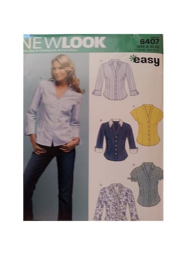 New Look Sewing Pattern 6407 Misses Tops, Size A (10-12-14-16-18-20-22)