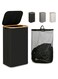 ABIN Large Laundry Basket with Lid, 110L Tall Laundry Basket with Bamboo Handles for Clothes and Toys, Collapsible Laundry Hamper with Inner Bag for Bedroom and Bathroom (Black)