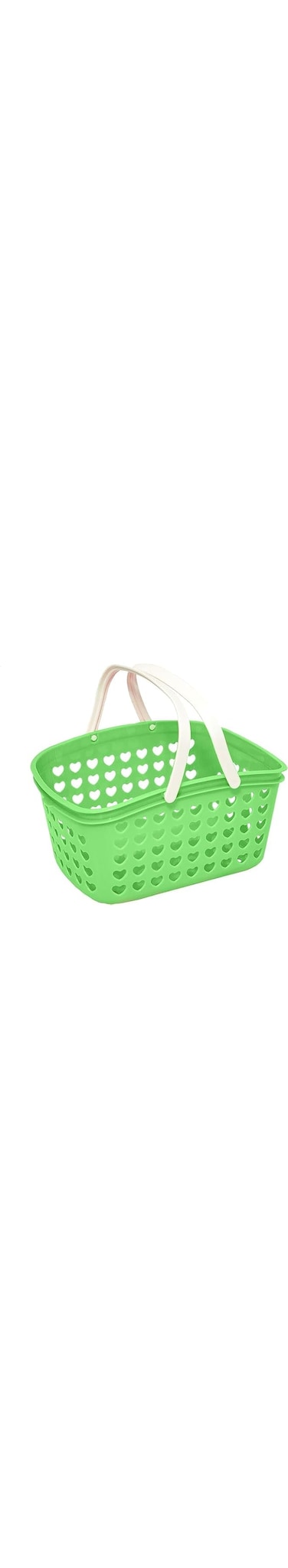 FITTO Green Plastic Organizing Storage Basket with Handles and Holes - Multi-Purpose Small Bin for Kitchen, Bathroom, Toys, and More - Durable, BPA-Free, Easy to Clean, Lightweight and Portable