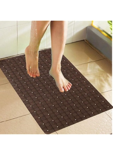 Kuber Industries Pvc Bath Mat With Suction Cups - 14 X 27, Single Piece, Brown
