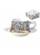 Style Ceramic Cup and Saucer Set, 9oz Teacup with Saucer and spoon- Birds and Floral Pattern (White)