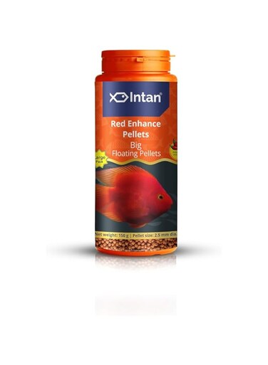 Intan Growel Red Enhance Pellets (Big 2.5Mm Floating)   150Gm - Highly Nutritious Ornamental Fish Food for Parrotfish &amp; Red Coloured Fish for All Life Stages