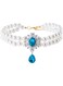 Daovace 2 Row Pearls Collar for Cats Pearl Dog Collar Rhinestone Necklaces for Small Dogs Collar Accessories Cat Pearl Collar (Small, Sky Blue)