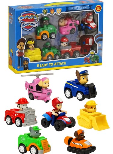 Paw Patrol Toys 7PCS Complete Set for Kids &ndash; Cartoon Dog Action Figure Playset for Kids, Educational Rescue Team Collectible Toys for Boys &amp; Girls, Gift Box Set of Mini Character Figures &ndash; Fun Imaginative Play Toy Collection