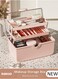 3-Layer Multipurpose Storage Box, Clear Plastic Hair Accessories Organizer, Portable First Aids Case Medicine Box with Handle Trays for Kids, Sewing Makeup Nail Hair Accessories, Home School Office