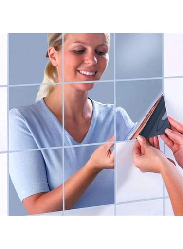 KASTWAVE Adhesive Acrylic Mirror Tiles Sheet, 16 Pieces(1mm, 15x15cm)