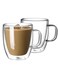 Point 2 Pcs Double Wall Insulated Glasses Espresso Mugs, Glass Coffee Mugs with Handle, Insulated Layer Coffee Cups, Clear Borosilicate Glass Mugs   Perfect Coffee Mugs for Espresso, Cappuccino, Latte, American,Tea Bag, Hot Beverages 250 ml
