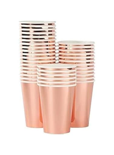 Rose Gold Paper Cups, Disposable Party Supplies, set of 10pcs