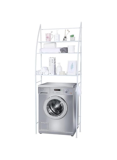 Sulfar Washing Machine Storage Shelf Rack 3 Tiers, Bathroom Shelves Toilet Shelf Space Saving,Easy to Assemble Bathroom Storage Shelf No Drilling White, 25x65x166 cm