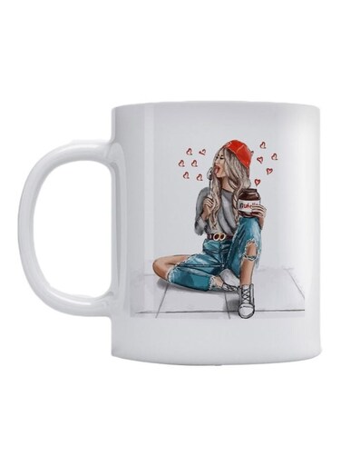 Nutella Printed Ceramic Mug White/Blue/Red