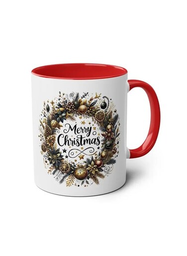 1pc 11OZ Ceramic Merry Christmas Coffee Mug - Double-Sided Printed Holiday Cup, Festive Gift for Men &amp; Women, Ideal for Office, Dorm, School - Seasonal Tea &amp; Coffee Mug red