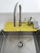Silicone Faucet Mat for Kitchen and Bathroom Sink, Handle Drip Catcher Tray, Dish Soap and Sponge Holder, Waterproof Drying Mat, Sink Splash Guard, Non-Slip Sink Accessories(Yellow, 33 CM)