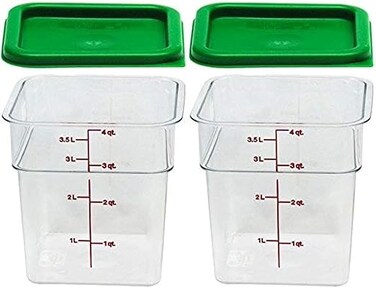 Cambro Polycarbonate Square Food Storage Containers 4 Quart With Lid - Pack of 2
