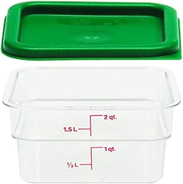 Cambro 2SFSCW135 2 Qt Container with SFC2452 Kelly Lid, 2 Quart, Clear, Green