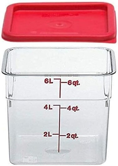 Cambro, Clear, Li 6SFSCW135 Camsquare Food Container, 6-Quart, Polycarbonate, NSF With Lid, 6 Qt