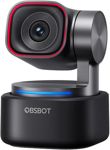 OBSBOT Tiny 3 AI-Powered Spatial Audio 4K Webcam, AI Tracking PTZ Camera with 1/1.28" Sensor, Tri-Mic, Voice &amp; Gesture Control, 120FPS, HDR, Web Cam for PC, Laptop, Streaming, Meeting, Switch 2, etc.