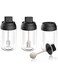 3Pcs Glass Jars Condiment Container Oil Brush Container Kitchen Jars Storage Container with Spoon Condiment Pots Black