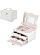 STAYOUNG Jewelry Box Organizer - Jewelry Organizer Travel Storage Case for Rings Earrings with Mirror(White)