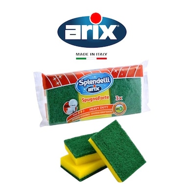 Arix Synthetic Sponge 3 pcs - Heavy-Duty Scrubbing for Stainless Steel &amp; Non-Delicate Surfaces