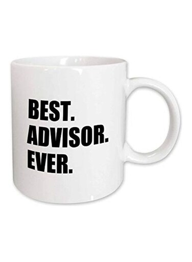 High Gloss Finish Printed Ceramic Mug White/Black