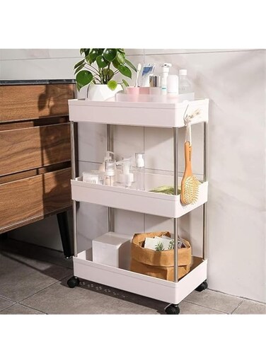 byBBstore GStorm Rolling Storage Cart, Mobile Shelving Unit with Handle, Rolling Utility Cart Slide Out Storage Organizer Tower for Kitchen Office Bathroom Laundry Room Dressers Organizer, 3 floors