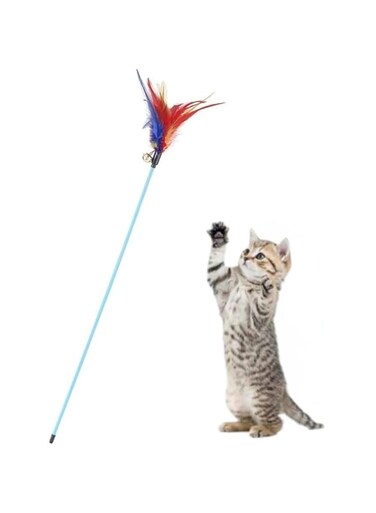 Interactive Cat Teasers Crafted for Bonding, Featuring Feathers and Bells to keep Your Indoor Cats Entertained (Colorfull Bell)