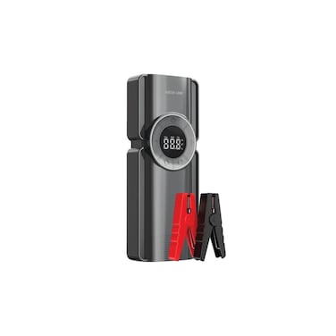 Portable Jump Starter with Air Pump, 10000mAh Power Bank, LED SOS Mode - Black