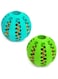 Dog Toy Ball, Nontoxic Bite Resistant Toy Ball for Pet Dogs Puppy Cat, Dog Pet Food Treat Feeder Chew Tooth Cleaning Ball Exercise Game IQ Training Ball(2 Pack) (Sky blue+green, 6cm)