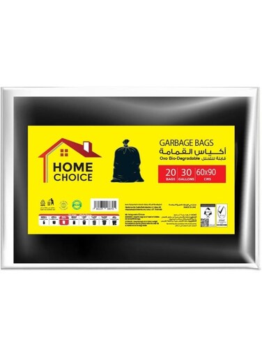 CHOICE 30 Gallons, Pack of 20-Pieces, Size 60x90 cm, Trash Bags, Bio-degradable Garbage Bags Flat , Bin Liners