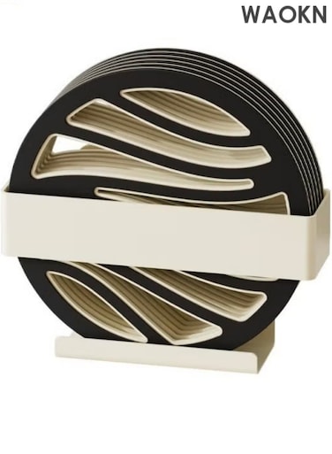6-piece Set of PP+TPE Coasters, Hollow Design Wooden Table Drink Coasters, Black Anti-slip Tea Coasters Set, Double-layer Plastic Insulation Pads,for Any Table Type,Wood, Stone Tables, Dishwasher Safe, Coasters,for Coffee Mugs Cups, Prevent Furniture from Dirty Scratched in Home Kitchen Office Use