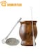 8oz Mate Cup, Stainless Steel Double-Wall Mate Cup, Heat Insulation Mate Gourd, Tea Cup Set Includes Cleaning Brush, Brown
