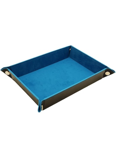 Socospace Valet Tray-leather and velvet,EDC Tray,Catchall Tray for Jewelry,Wallets,Watches,Key,Phones,Glasses, Perfect for Nightstand,Entryway Table,Desk,Key Tray,Home Decor（Blue）