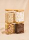 Set of 4- 1100 ML Borosilicate Rectangular Glass Storage Containers with Bamboo Lids. Stackable Spice Jars for Rice, Lentils, Dates, Sugar and Other Dry Foods for Kitchen Organization