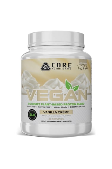 Vegan Premium Plant-Based Protein Powder, Pea + Brown Rice Blend with Vegan BCAAs &amp; Digestive Enzymes, Dairy-Free &amp; Gluten-Free, Muscle Recovery &amp; Daily Nutrition - Vanilla Creme  (2lbs)