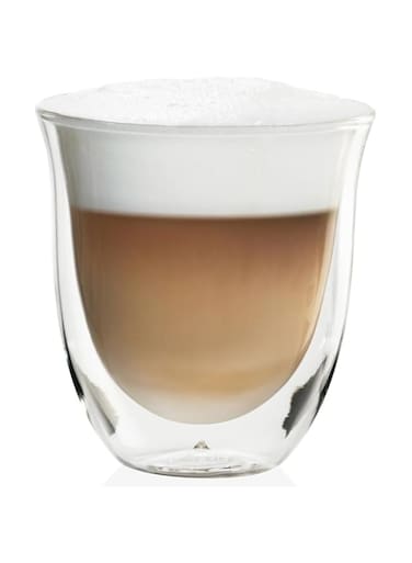 De'Longhi Double Wall Cappuccino Glasses, Set of 2, 270 ml, Borosilicate Glass, Thermal Insulated, Condensation-Free, Dishwasher Safe, Perfect for Cappuccino, Latte, Hot Coffee DLSC311